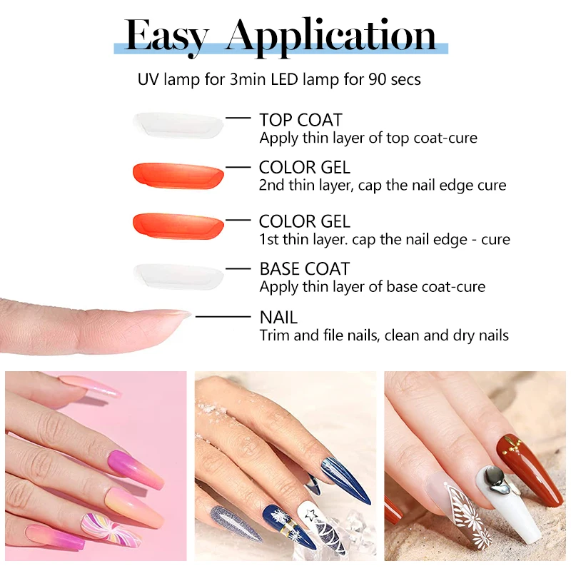 YOKEFELLOW Gel Nail Polish 7ml Semi Permanent Manicure Gel Polish Nail Art Soak Off Gel UV LED Varnishes Base Top Coat