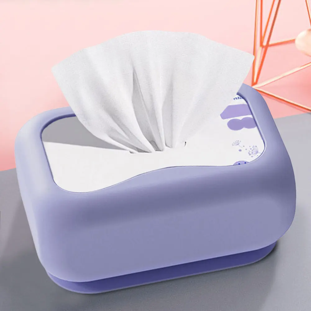 Silicone Tissue Box Napkin Holder Suction Cup Wet Tissue Box Cover Wall-Mounted Handkerchief Box Tissue Dispenser for Bathroom