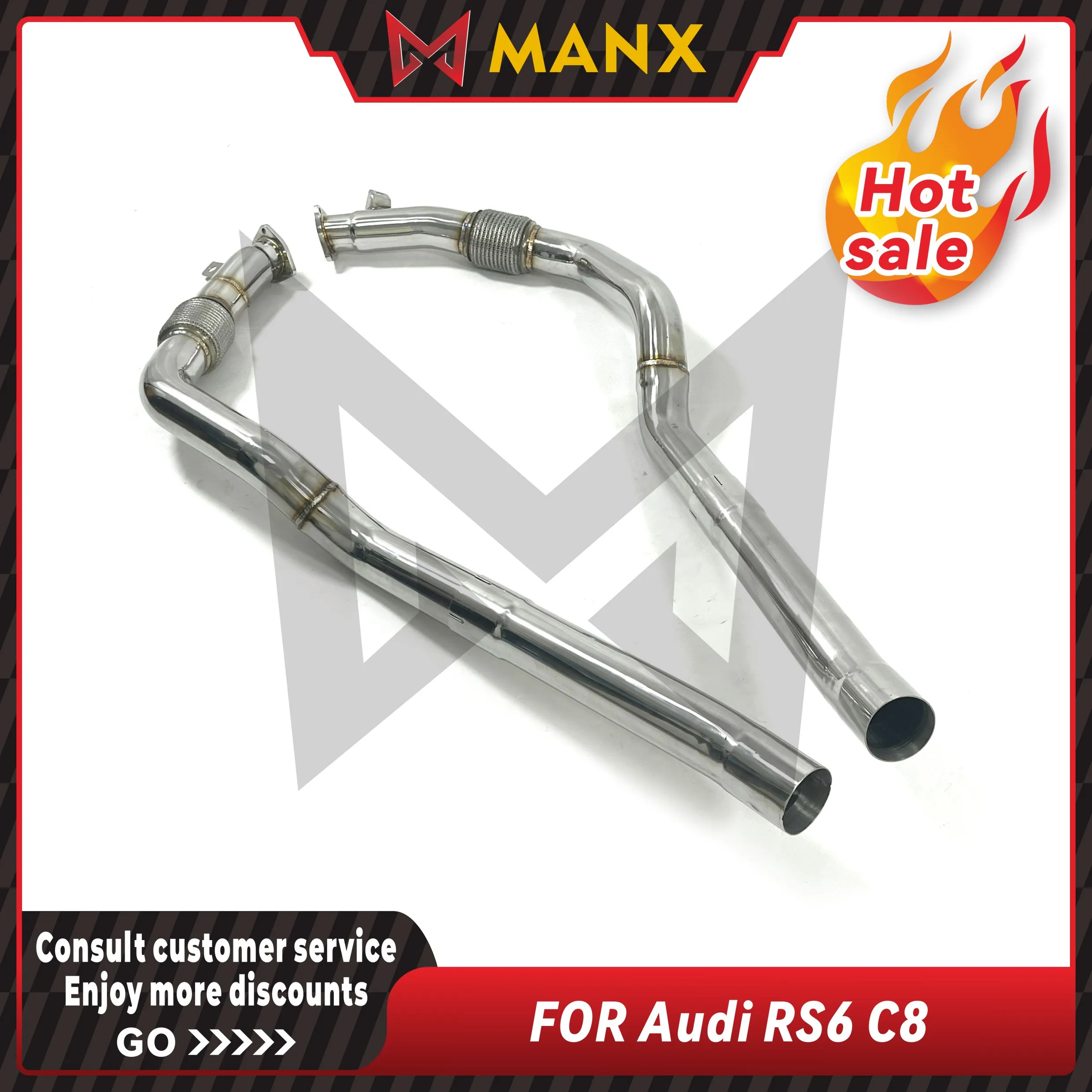 

Resonant tube for AUDI RS6 C8 Stainless steel Performance Exhaust pipe Racing tube Lossless installation