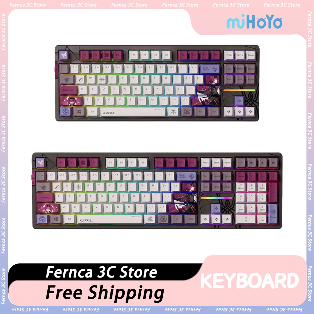 Honkai Star Rail Kafka Mechanical Keyboard 3 Mode Wireless  Gaming Keyboard 108keys RGB Hot Swap Pc Gamer Custom Accessories