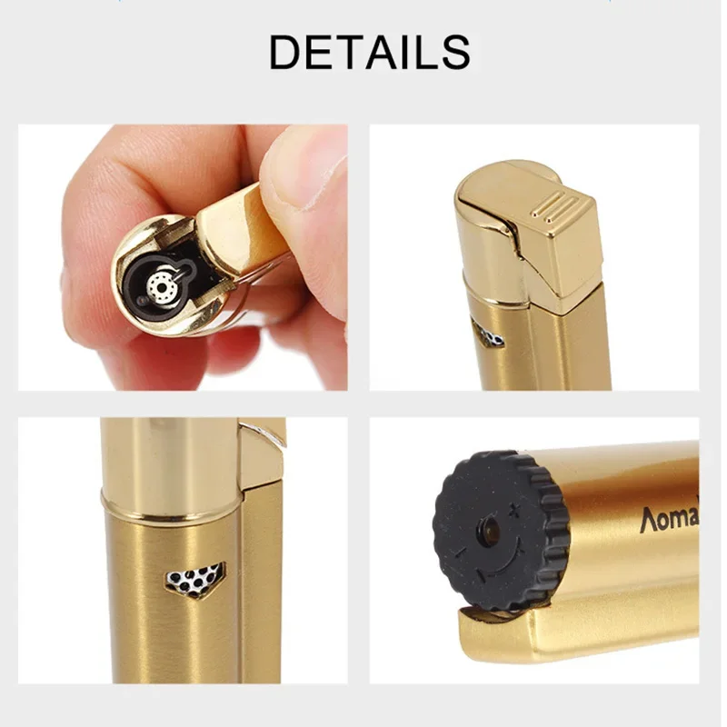 New Jet Torch Lighter with Gas Window Blue Flame Click Refillable Butane Gas Lighters for Cigar Cigarette Kitchen