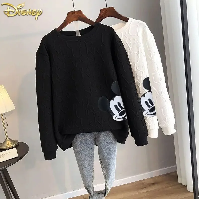 New Disney 2023 Anime Fashion Mickey Mouse Print Loose Sweatshirt Autumn/Winter Cartoon Pullover Top Holiday Gifts