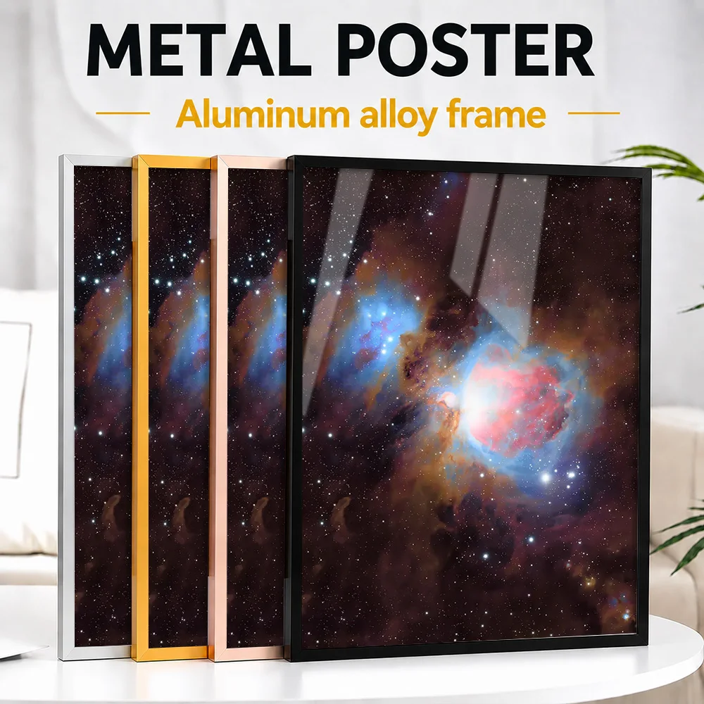Vibrant Orion Nebula - Deep Space View Framed Metal Print Personalized Photo Cosmic Exploration Style Wall Art For Home Office