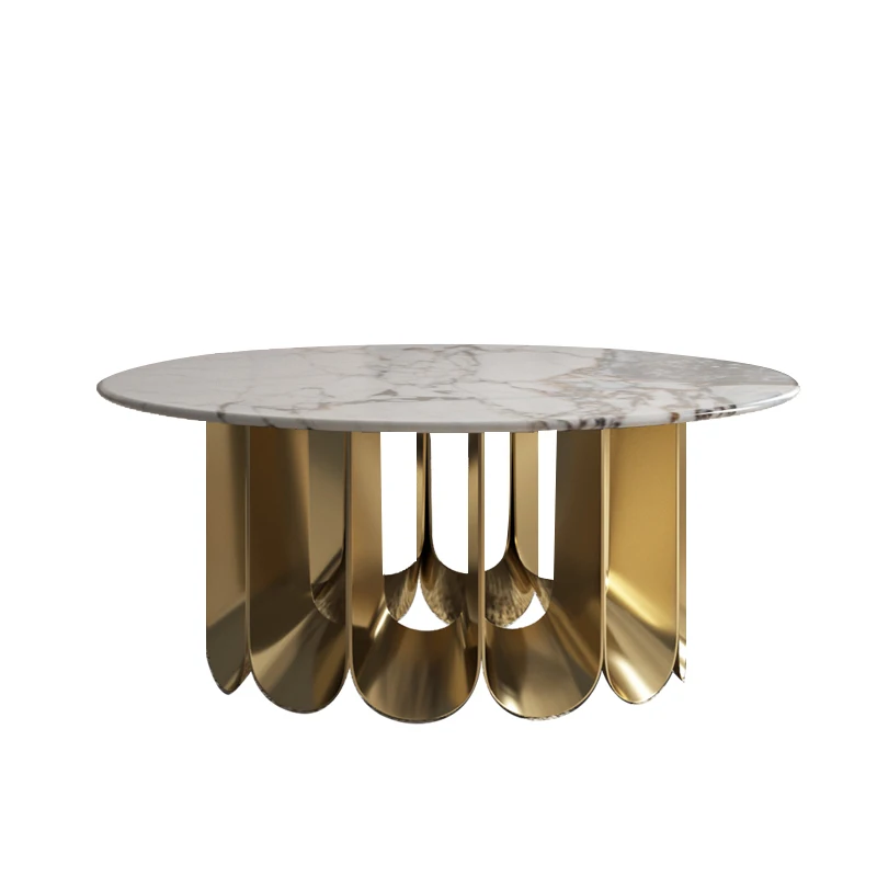 

Rock slab coffee table living room household small apartment simple round tea table