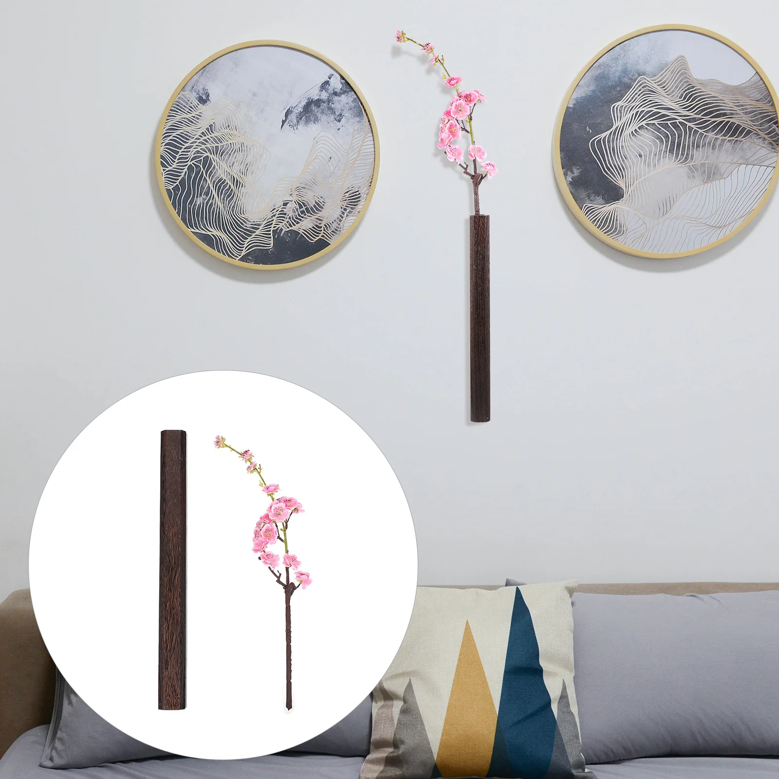 

1pc Burning Paulownia Flower Insert Hanging Vase Wood Decoration Tube Display Rack Decorative Container for Artificial Flowers