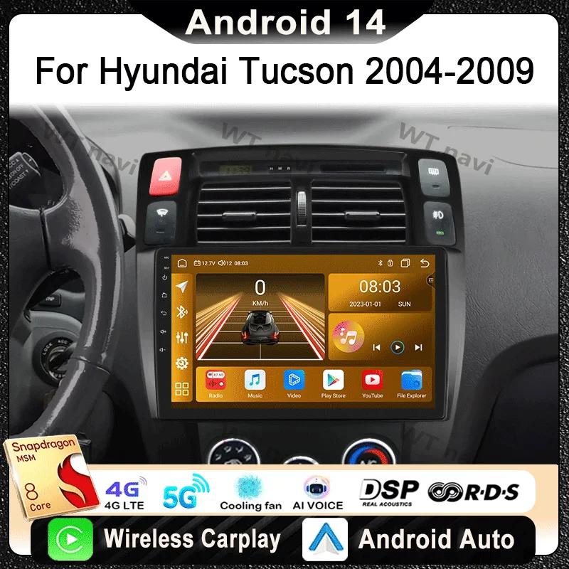

Android 14 Car Radio For Hyundai Tucson 2004 - 2009 Multimedia Player Car Intelligent Systems Smart Carplay Navigation GPS