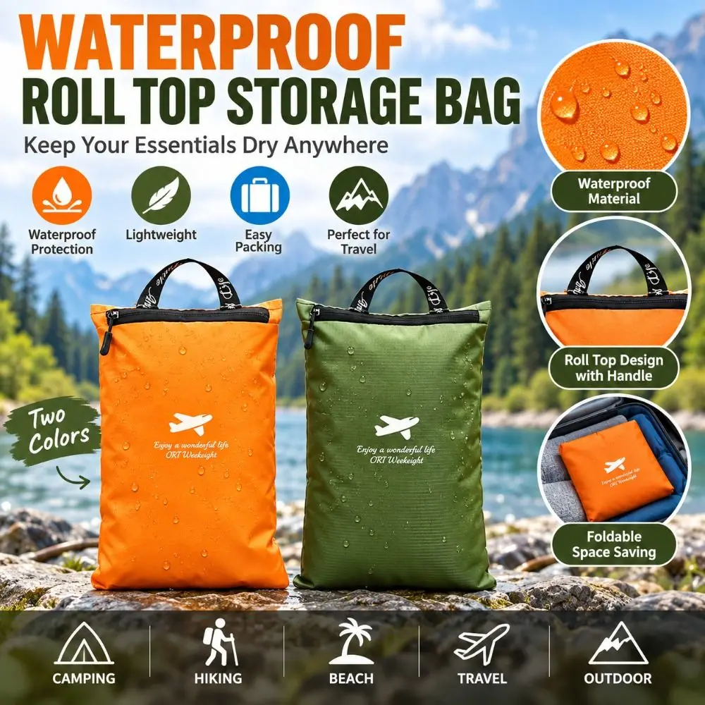 New Foldable Waterproof Storage Bag Waterproof Lightweight Roll Top Dry Bag Roll Top Collapsible Packing Organizer Travel Use
