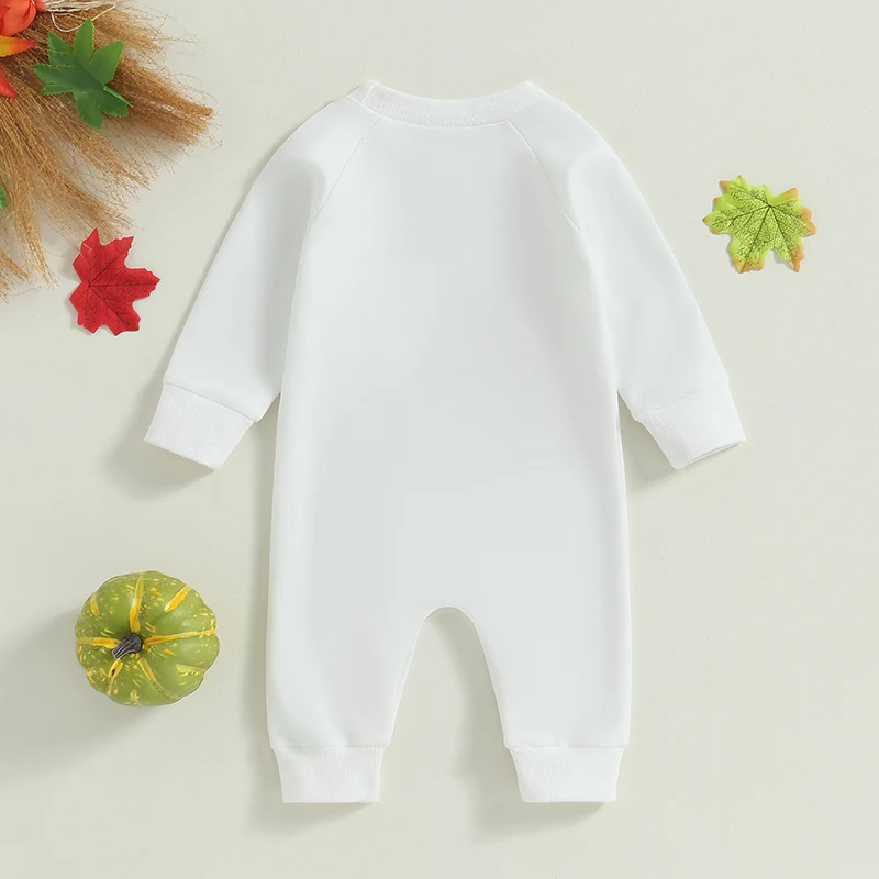 Infant Unisex Halloween Rompers with Spooky Pumpkin and Ghost Print Long Sleeve Baby Jumpsuits for Fall Festivities and Parties