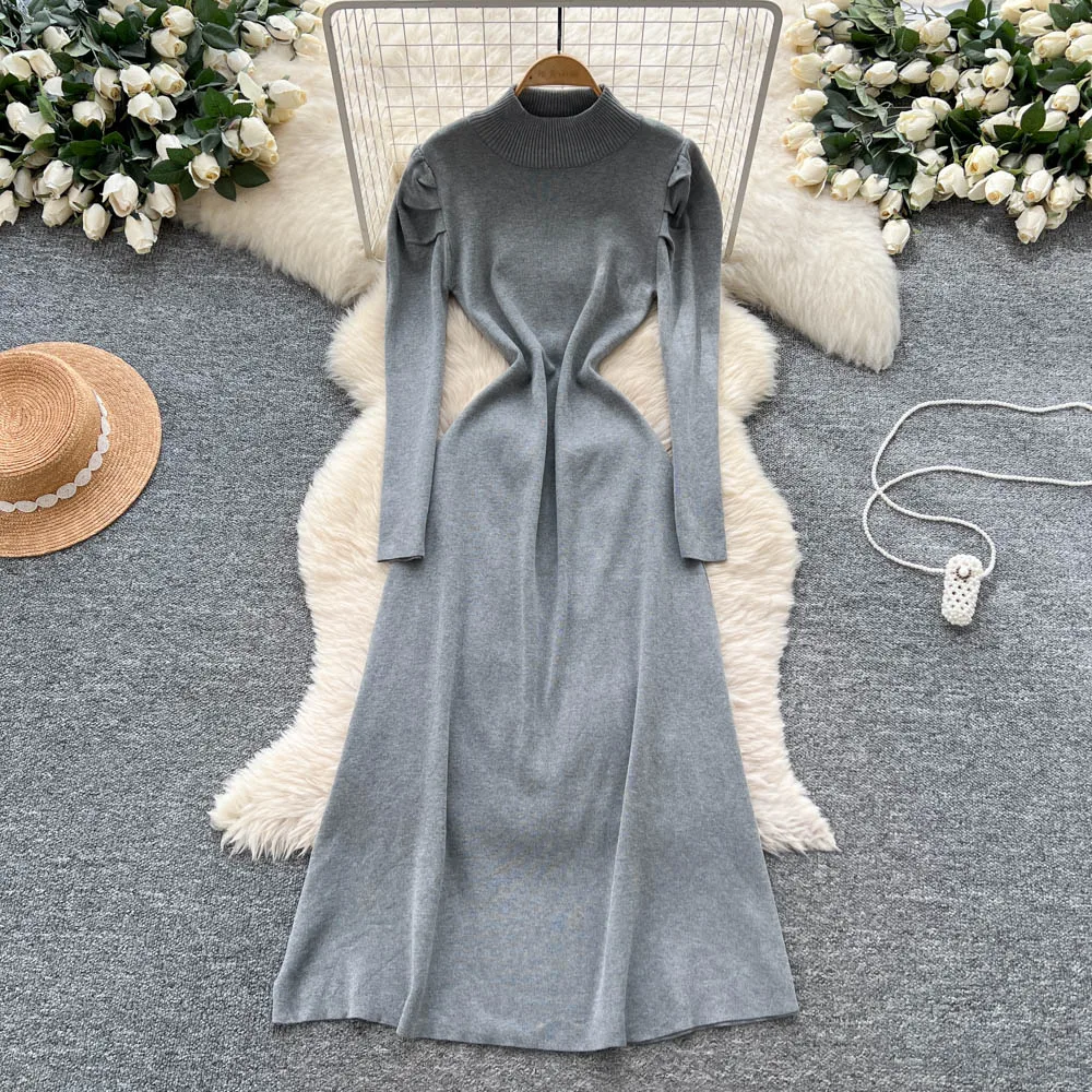 Chic vintage manica a sbuffo maglia sottile elegante fata moda coreana Boho vestito estivo abbigliamento donna