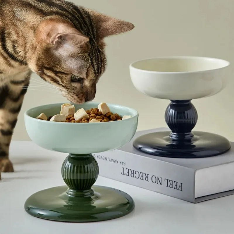 

Основание с защитой от завязывания, способствующее здоровое digesti Приподнятая керамическая миска для домашних животных для кошек и собак, миска для питья домашних животных, приятный для шеи дизайн