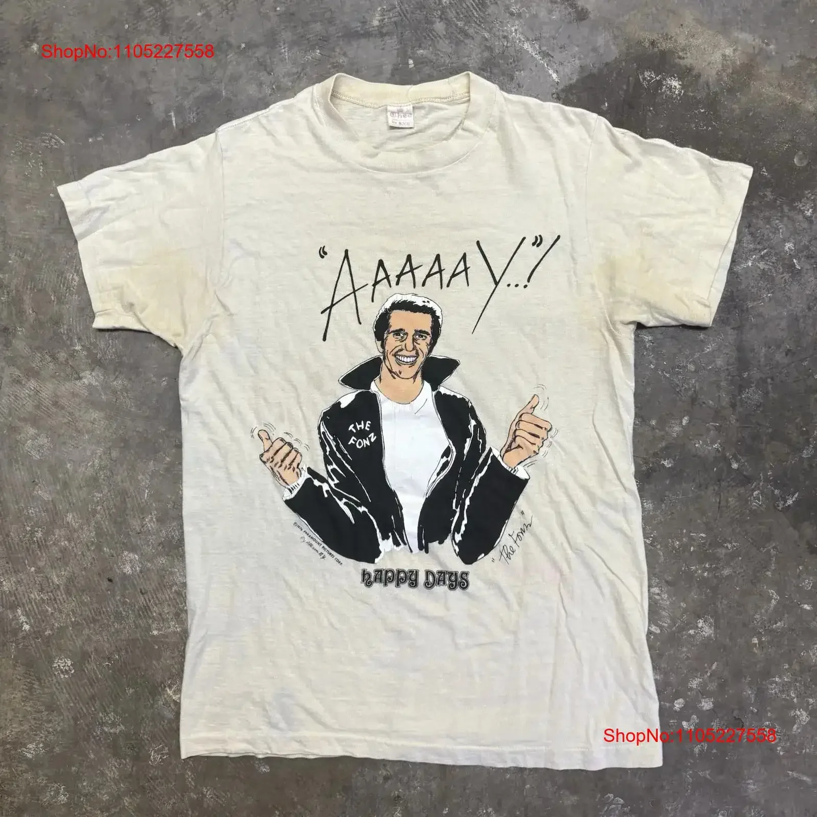 

Vintage 70s 1976 HAPPY DAYS The Fonz Original Promo Art TV Show T Shirt vintage Washed Breathable Soft streetwear Stylish