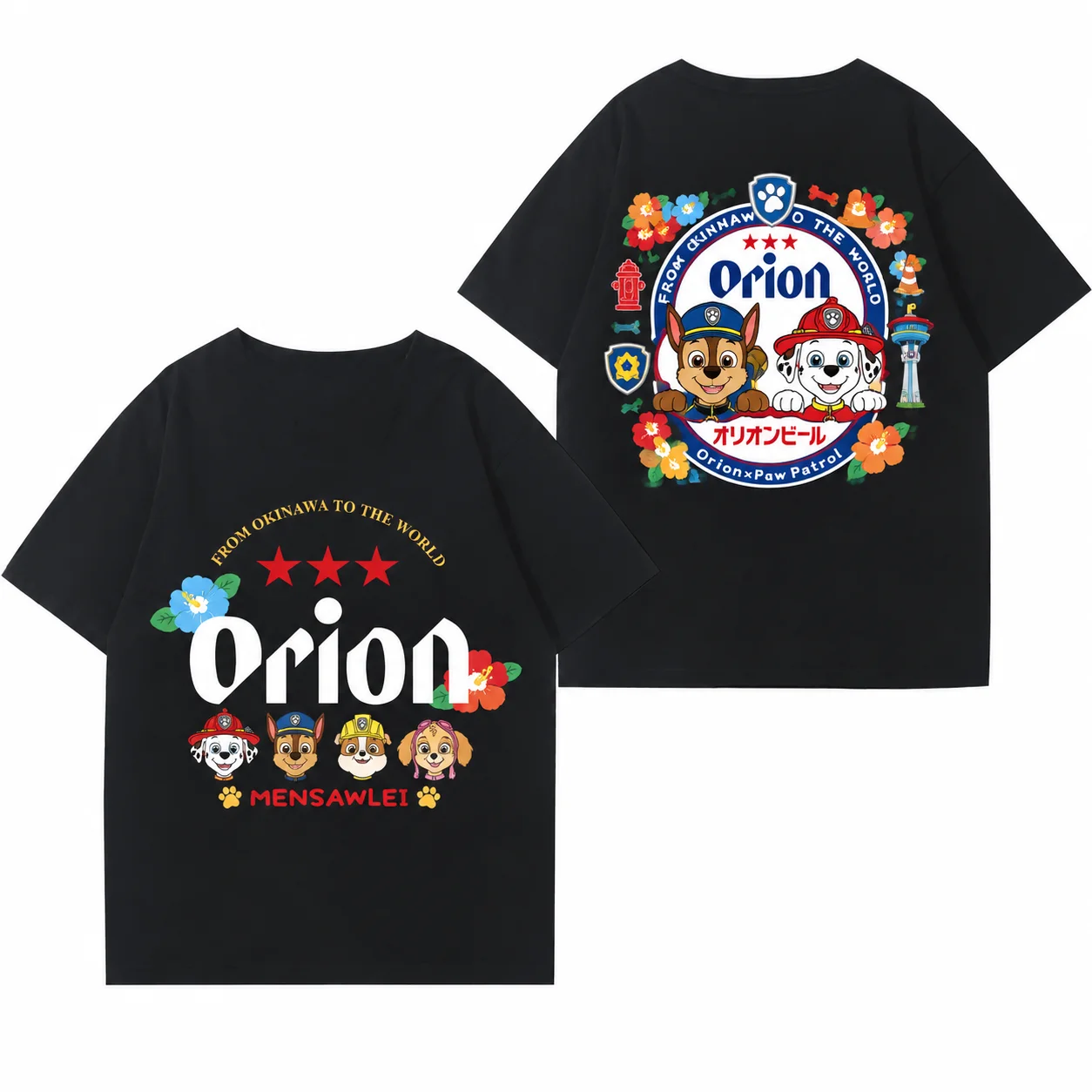 Orion Men's and Women's PAW Patrol Short Sleeve T-Shirt for Parents and Kids Comfortable Breathable Ins Japanese Trendy Clothing