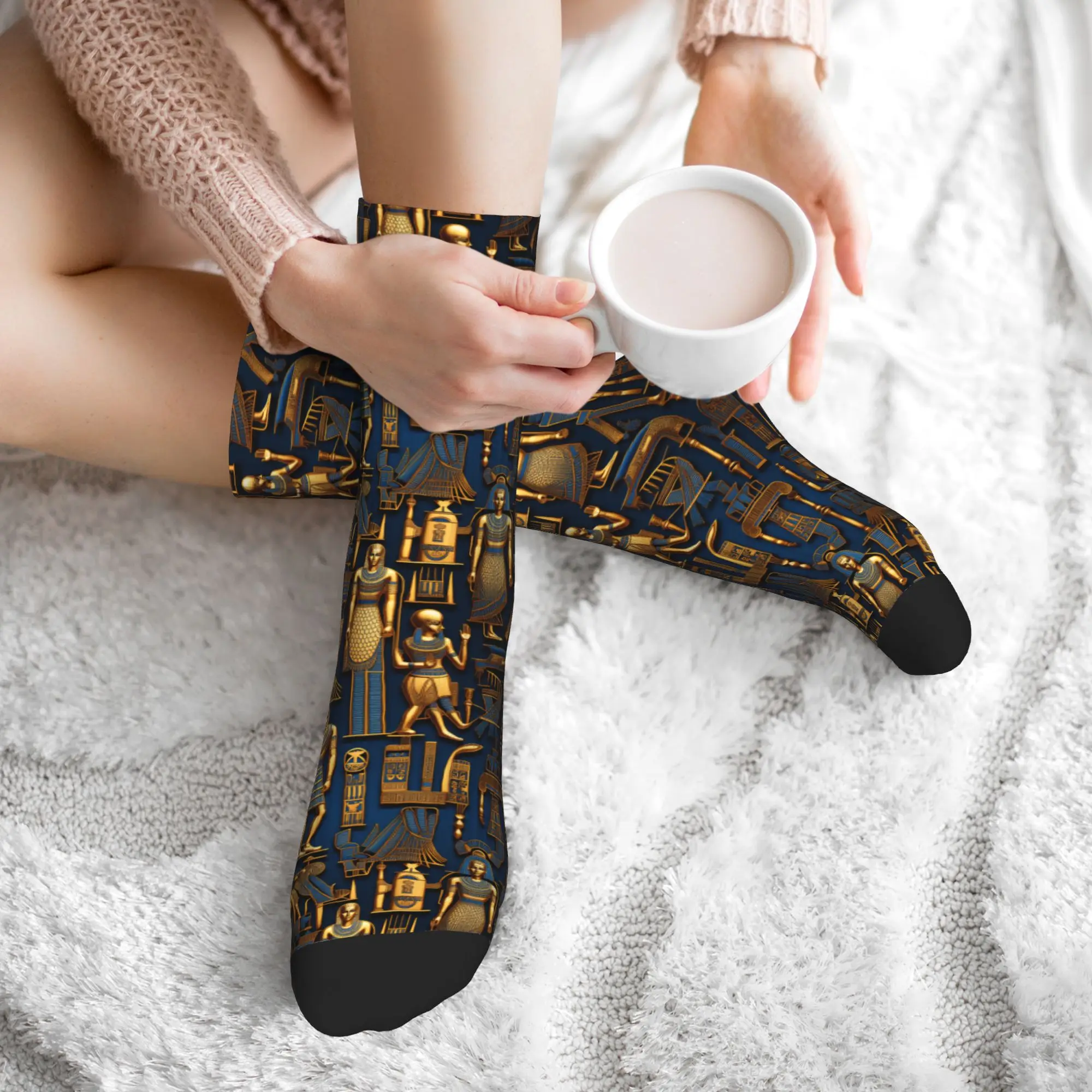 Egyptian Gods And Symbols Pattern Mens Crew Socks Unisex Cute 3D Printed  Dress Socks - view 6