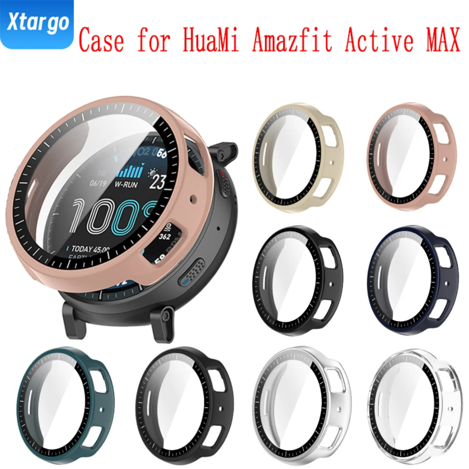 Huami Active Max PC Protective Case+Tempered Glass Watch Case Scratch Resistant Waterproof Resistant Case Protection Accessories