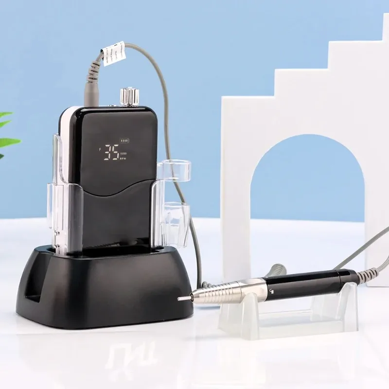 Y Professional Cordless Rechargeable Brushless Electric Nail Drill Machine 35000 Rpm Portable Desktop Made of Plastic