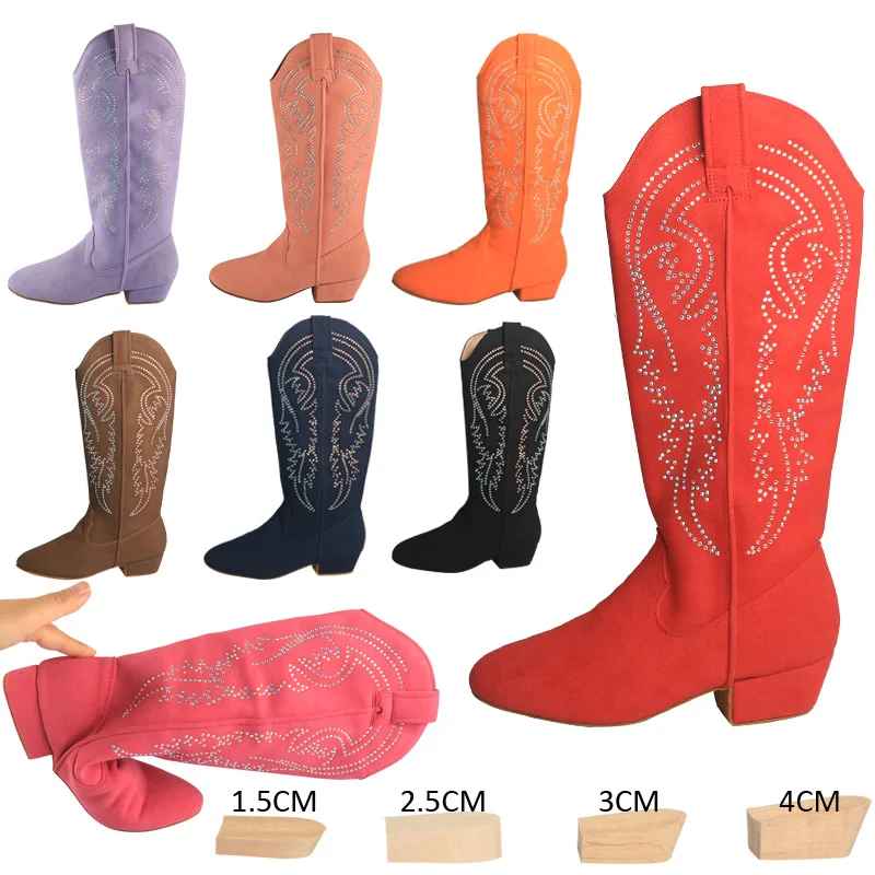 Venus lure Customized Dance Warmer Boots Sparkling Cowboy Boots Woman 2025 Trend Dance Wear Line Boots Red