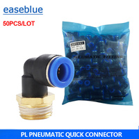 50pcs PL6-02 PL8-02 PL6-01 Pneumatic fittings quick push in connector 1/8'' 1/4'' 3/8'' Male Thread-4 6 8 10 12mm air tube