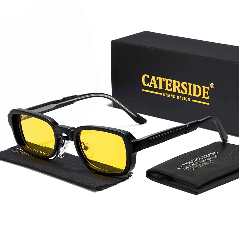 

CATERSIDE Retro Punk Men Sunglasses Core Insert Leg Square Frame Sun Glasses for Women Travel Holidays Eyewear Ideal Choice