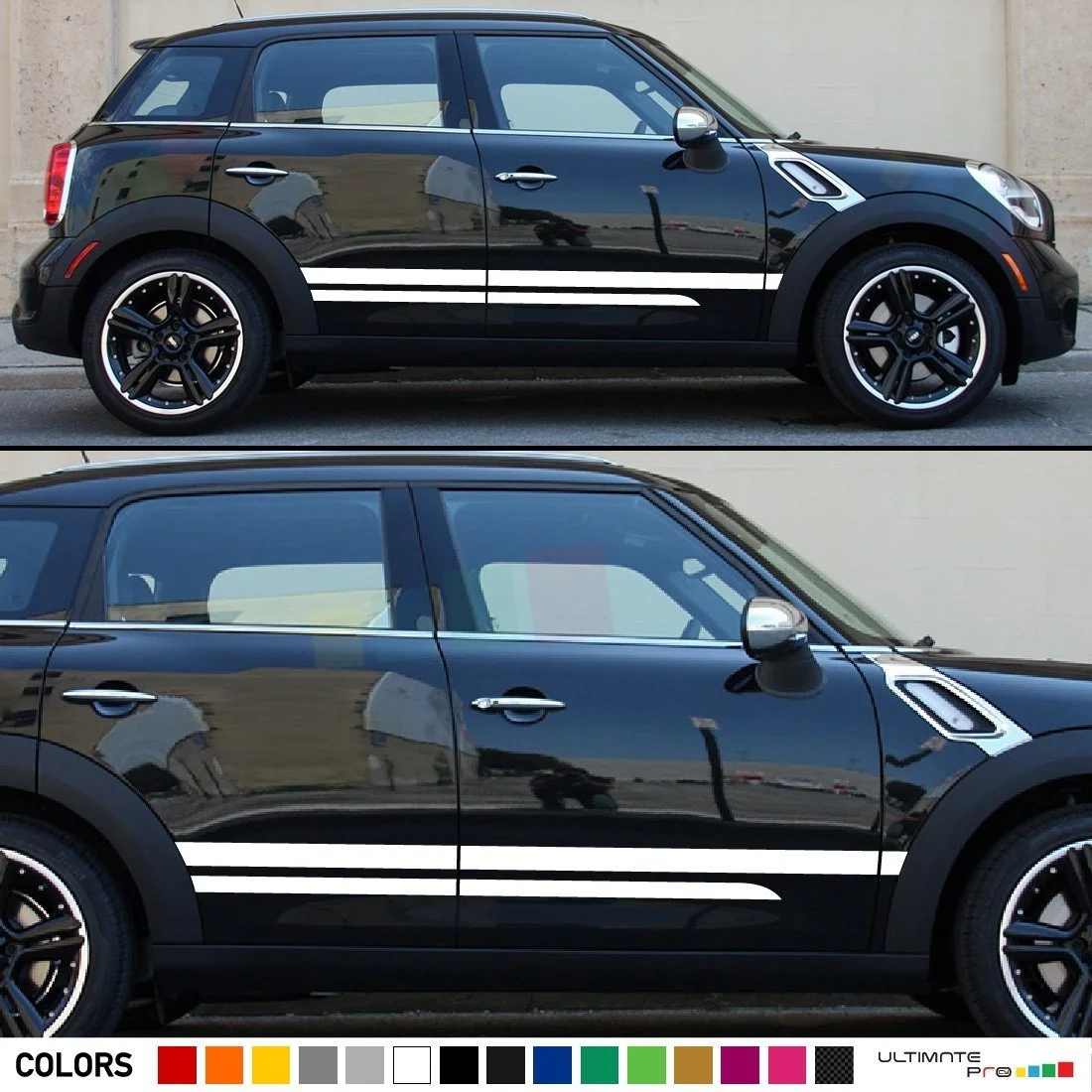 For Set of Racing Side Stripes Decal Sticker Vinyl Compatible with Mini Countryman R60 Cooper S,D,ALL4,One,SD,JCW Car styling