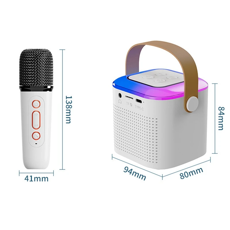 Portable Bluetooth 5.3 Speaker System With 2 Wireless Microphones Home Singing Speaker Durable Pink