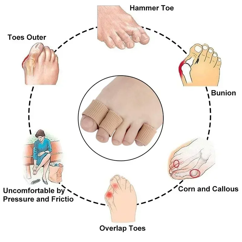 Puntale da donna in fibra gel - Protezioni per le dita anti-vesciche, maniche a mais per tacchi alti, sollievo dal dolore da sfregamento e spremitura delle scarpe