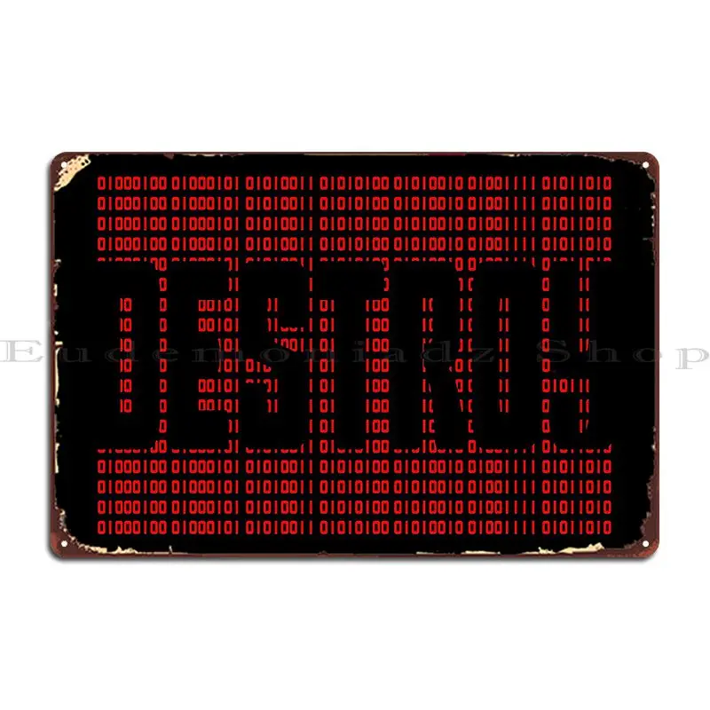 Destroy Binary Code Ascii Red Metal Sign Pub Wall Pub Designer Cave Bar Tin Sign Poster