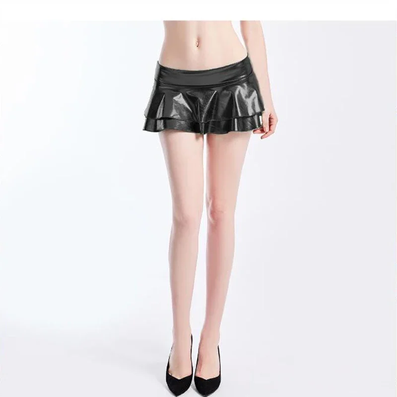 

Mini Sexy Skirt PU Leather Erotic Lingerie Hot Temptation Dress for Women Sexy Clubwear Pole Dance Outfit Nightwear Baby Doll
