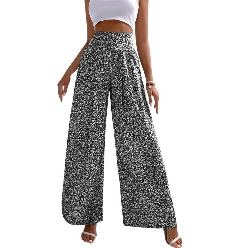 Women's Floral-print Casual Tight Waist Trousers