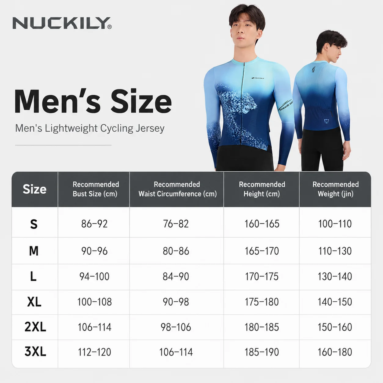 NUCKILY Men Long Sleeve Cycling Jersey Cooling Quick Dry Breathable Road MTB Bike Shirt YKK Zip Rear Pockets Anti Slip Hem view 6