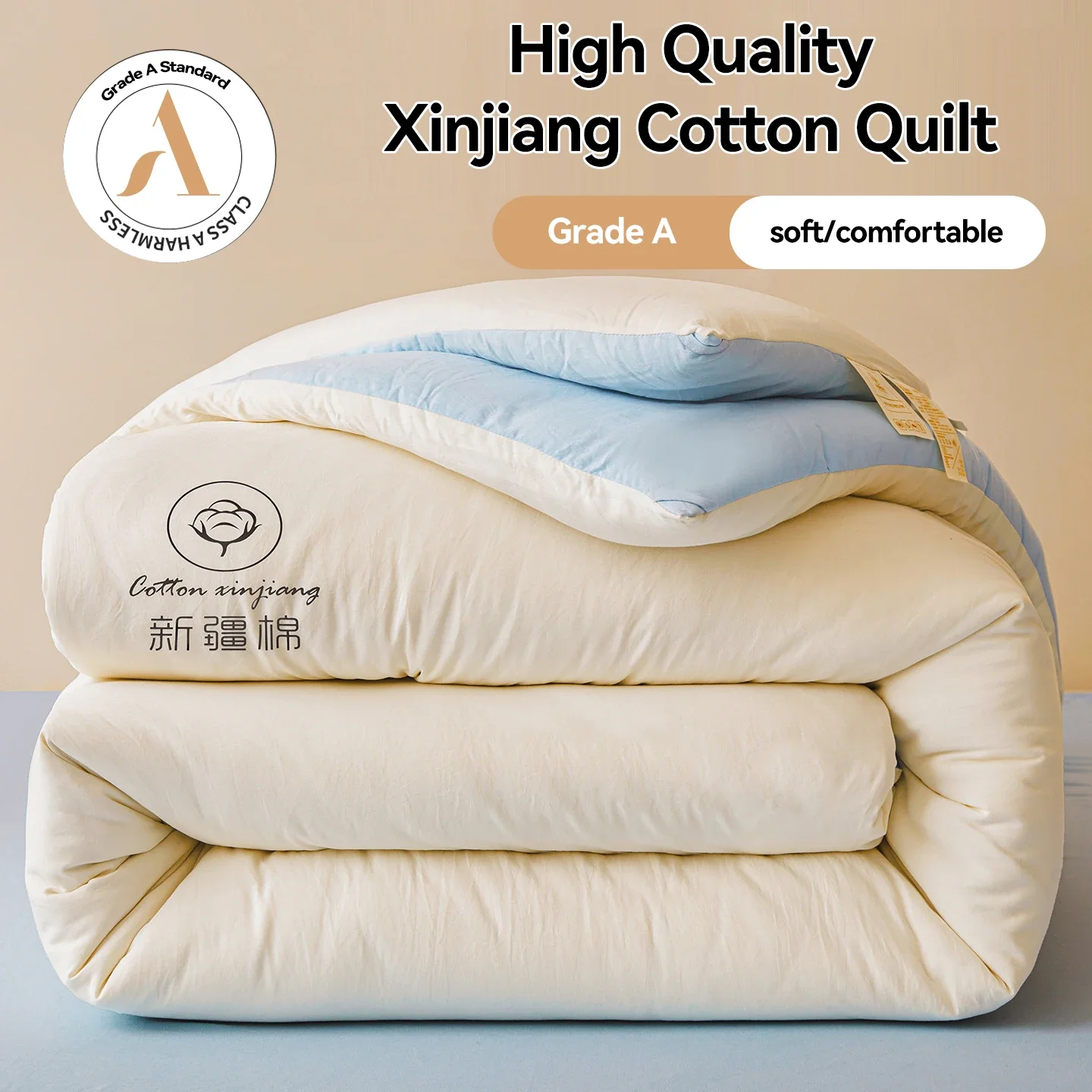 100% Cotton Filled Super Soft Autumn Winter Quilt Lightweight Fluffy Warm Duvets Core Grade A Comfort Quilted Double Comforter