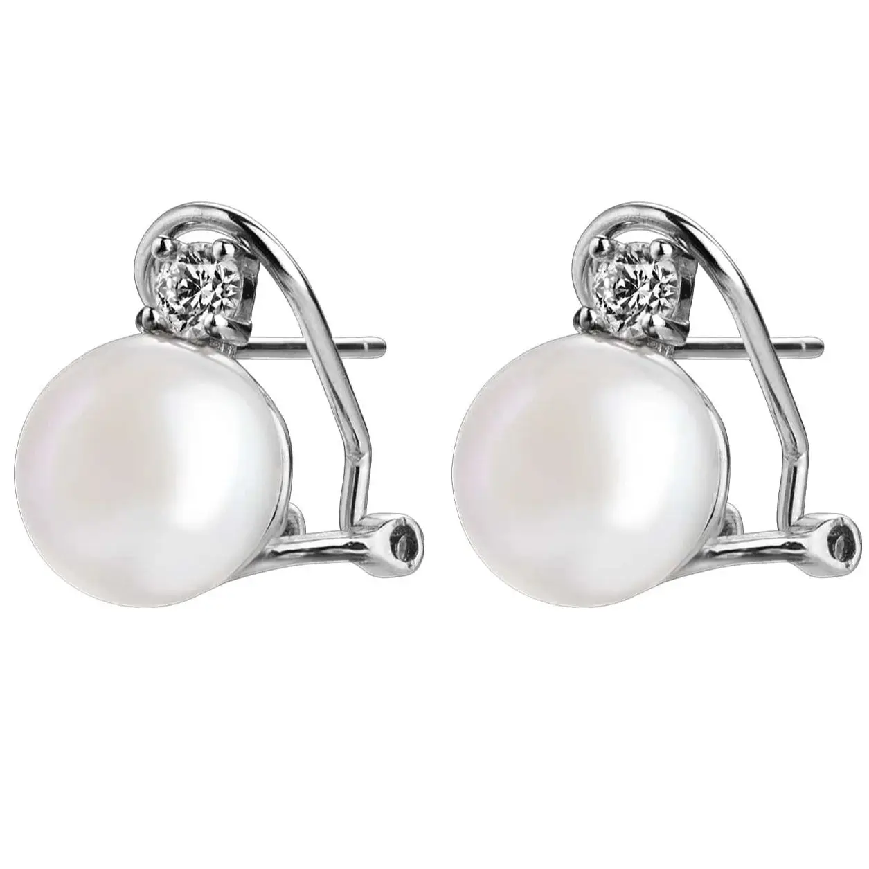 Sterling Silver Natural Freshwater Cultured Pearl Omega Clip Stud Earrings For Women Colorful Fashion Handmade Jewelry Gift