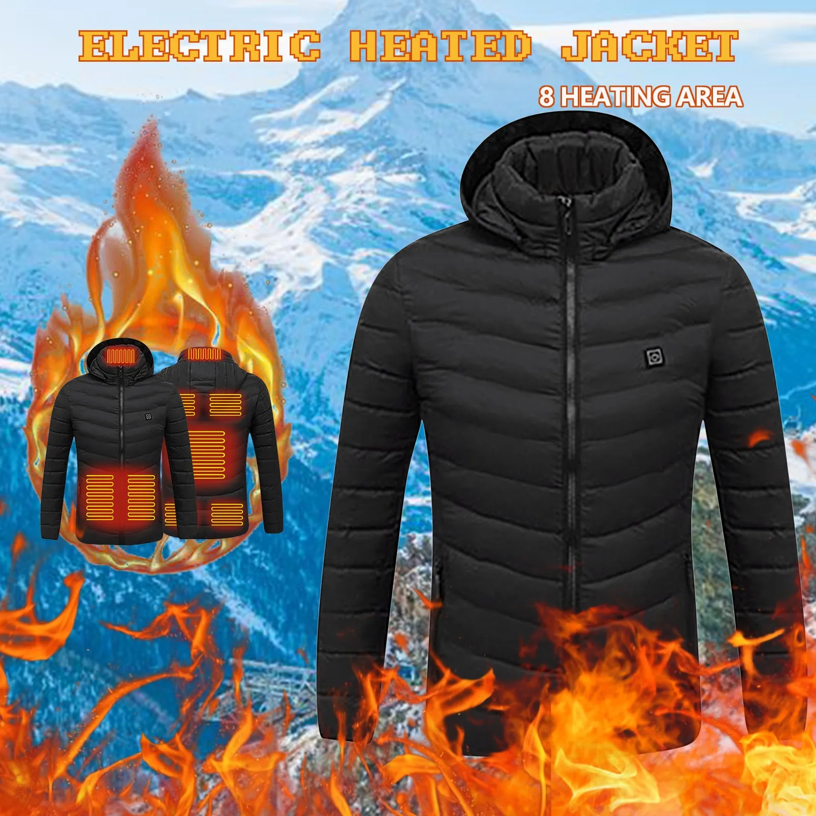 8 Areas Heating Jacket Men Women Winter Usb Electric Heating Coat Functional Self-Heating Clothes Outdoor Thick Padded Jacket