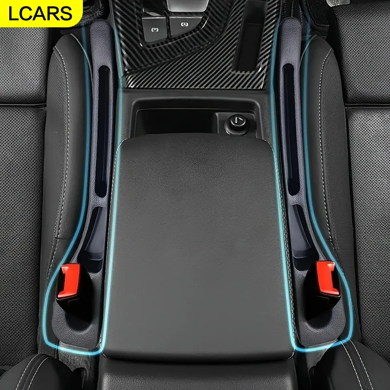 Lcars 2Pcs Car Seat Gap Filler Organizer - Leak-Proof Design, Fits Seat Tracks, Black, Suitable for Suvs, Sedans, and Trucks, Car Interior Organization Supplies - Easy to Install, Space-Saving, Car Seat Organizer, Vehicle Organization Tools, Stylish Design, Easy to Install Function