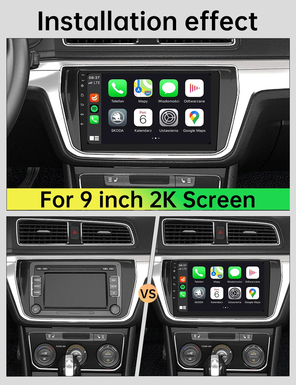 FYT-7870 Screen 2K 2000*1200 Android 13 Car Radio 2din CarPlay 9inches 5G GPS Navigation Multimedia Player Universal Audio 2 Din