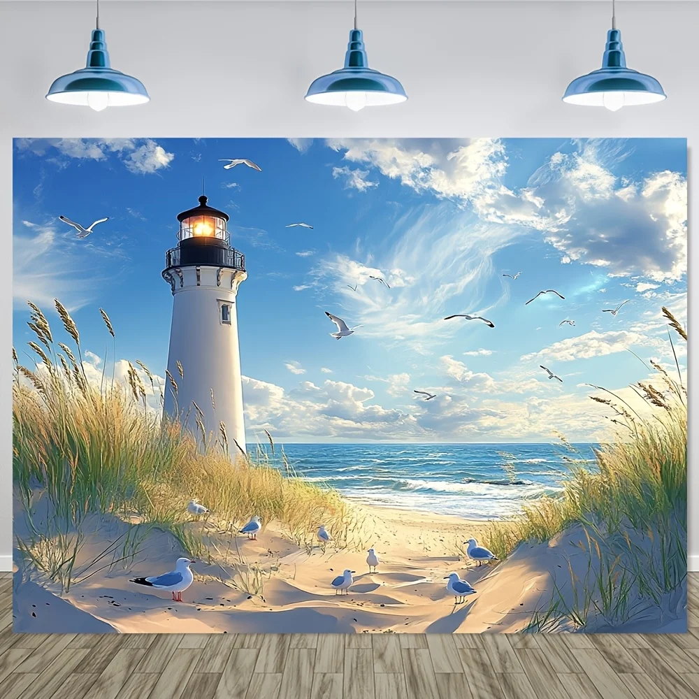 A Coastal Lighthouse Tapestry: Bring the Beauty of the Seaside into Your Home with This Stunning Wall Art Featuring a Majestic
