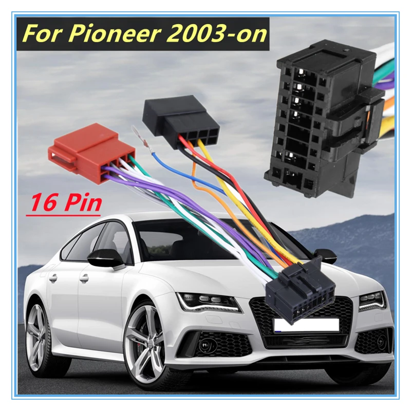 Car CD Player Tail Line Cable Car Stereo Wiring Harness ISO Radio Player Audio Connector Cable 16Pin for Pioneer 2003-on