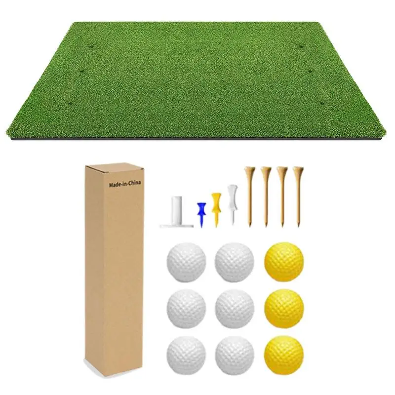 Golf Hitting Mats Portable Golf Practice Mat 5x4ft Golf Swing Mat With Golf Balls Golf Tees Artificial Turf Mat For Backyard