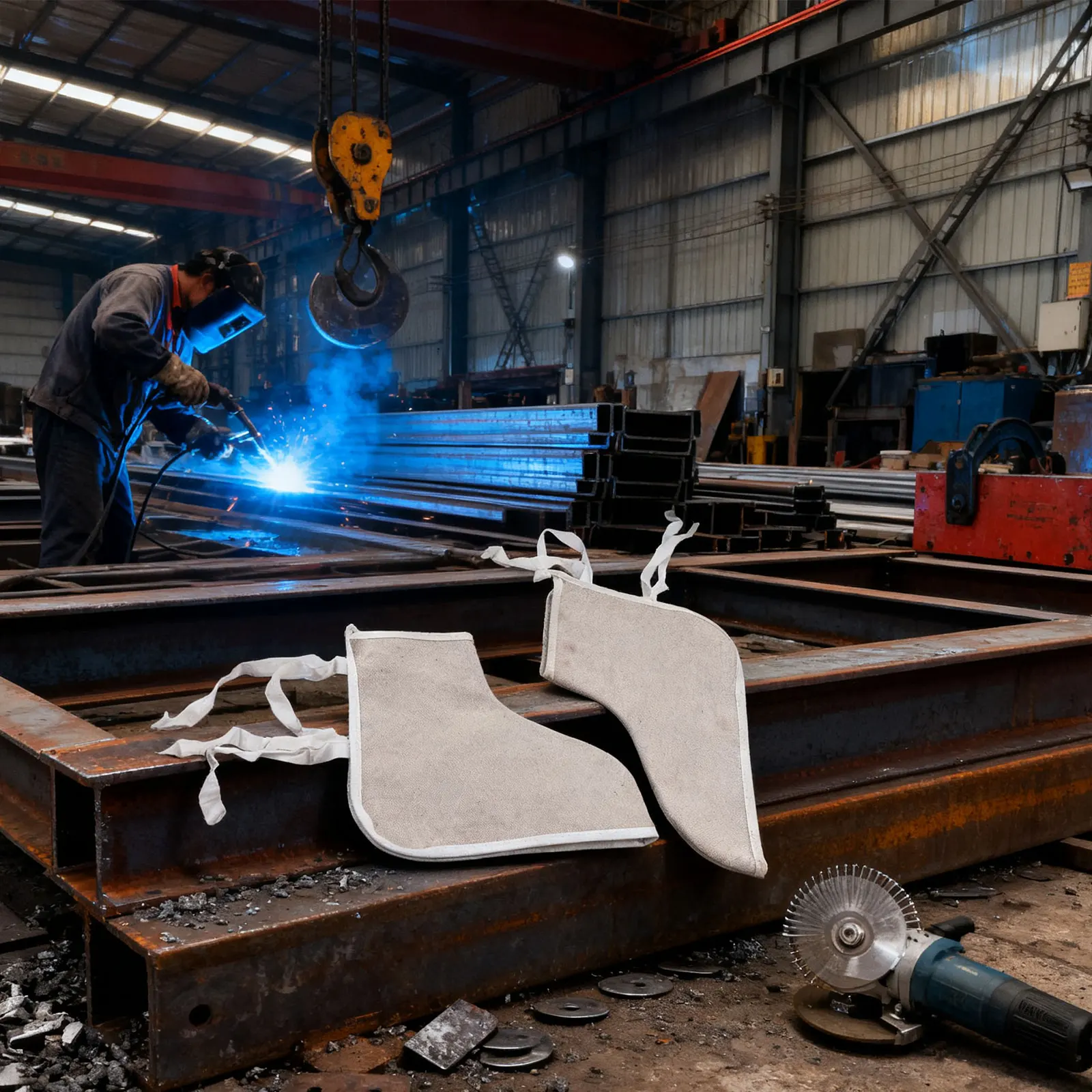 

Canvas welder foot cover with abrasion resistance and heat insulation to protect feet from high temperatures and sparks 1pcs