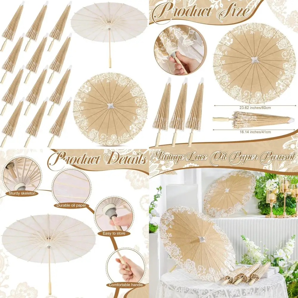 مظلات ورقية على الطراز العتيق للبيع بالجملة لحفلات الزفاف، مظلات شمسية مزخرفة يابانية صينية مقاس 23.6 بوصة لحفلات الزفاف وT #1