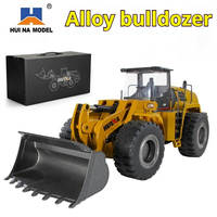 New 583 Alloy Engineering Vehicle Remote Control Shovel Hydraulic Bulldozer Professional Bulldozer Electric Toy Loading Vehicle