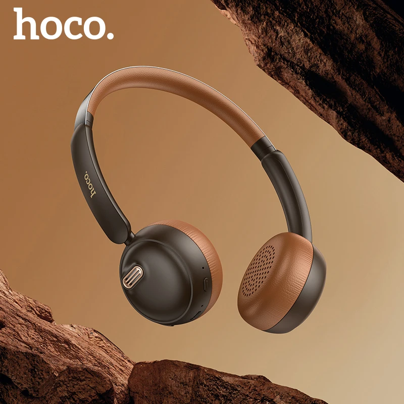 HOCO Retro Wireless Headphones Sport Bluetooth 5.4 HIFI Stereo Earphone Handsfree Headset with Audio Cable for iPhone 16 Xiaomi