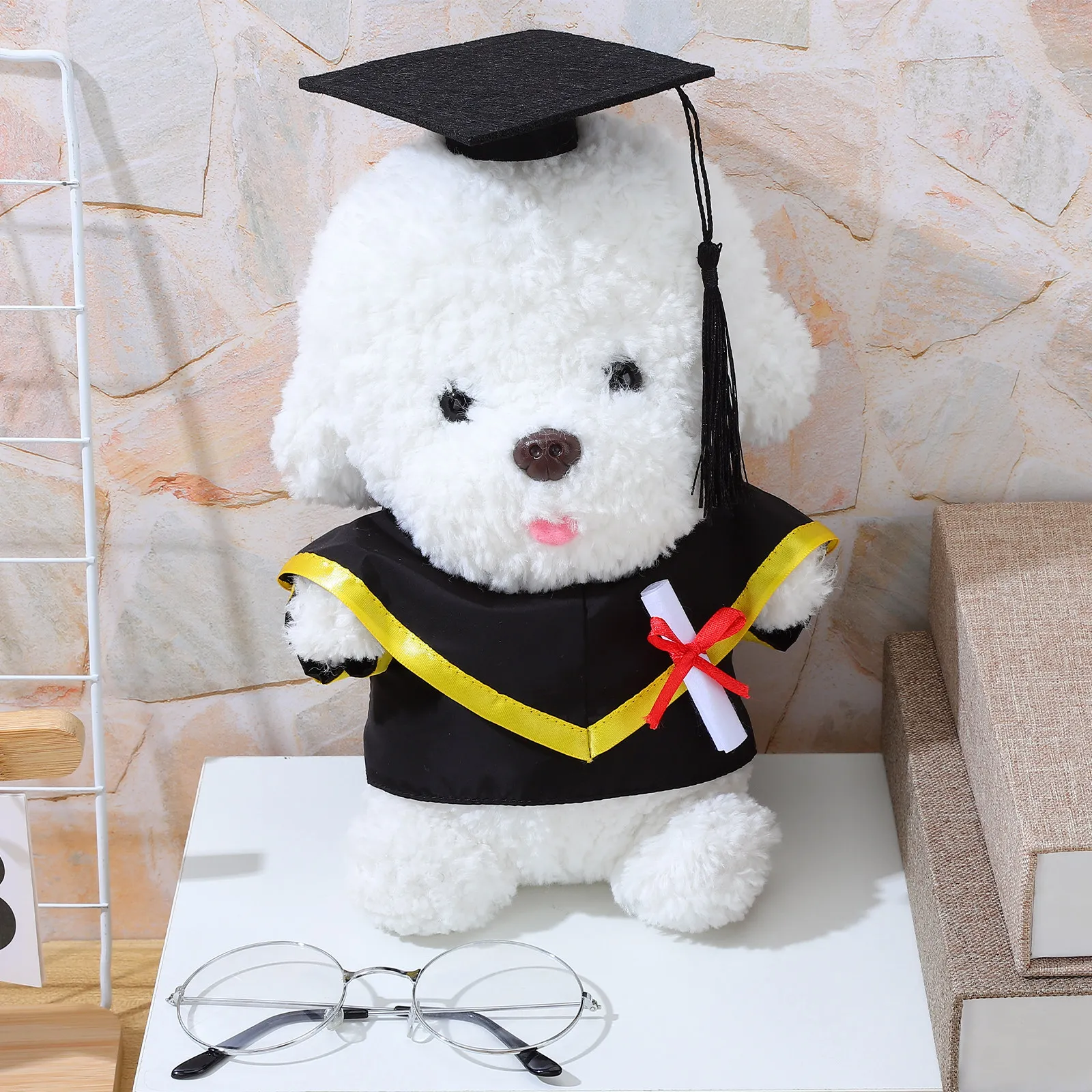 

Handmade Bear Graduation Outfit Set Includes Cap Shawl Scroll Stuffed Animals Graduation Season Clothes Bear Animal Cap