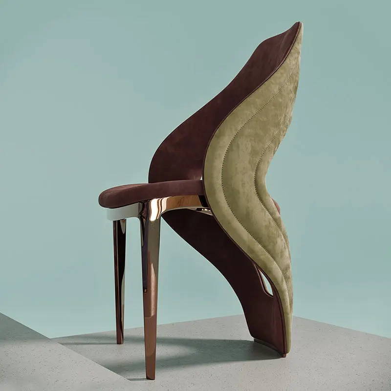 

Light luxury dining chair Modern minimalist designer high-end single chair Villa model room backrest armchair