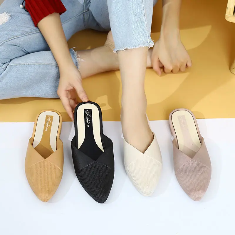 Slippers Women's Summer New Half Slippers Student Flat Casual Non-slip Sandals and Slippers Women Zapatos De Mujer