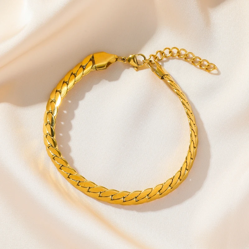 EILIECK Neue Mode Edelstahl Metallketten-Halskette Armband für Damen Modisches Wasserdichtes Goldfarbenes Schmuckset Geschenk Party – Detail 20