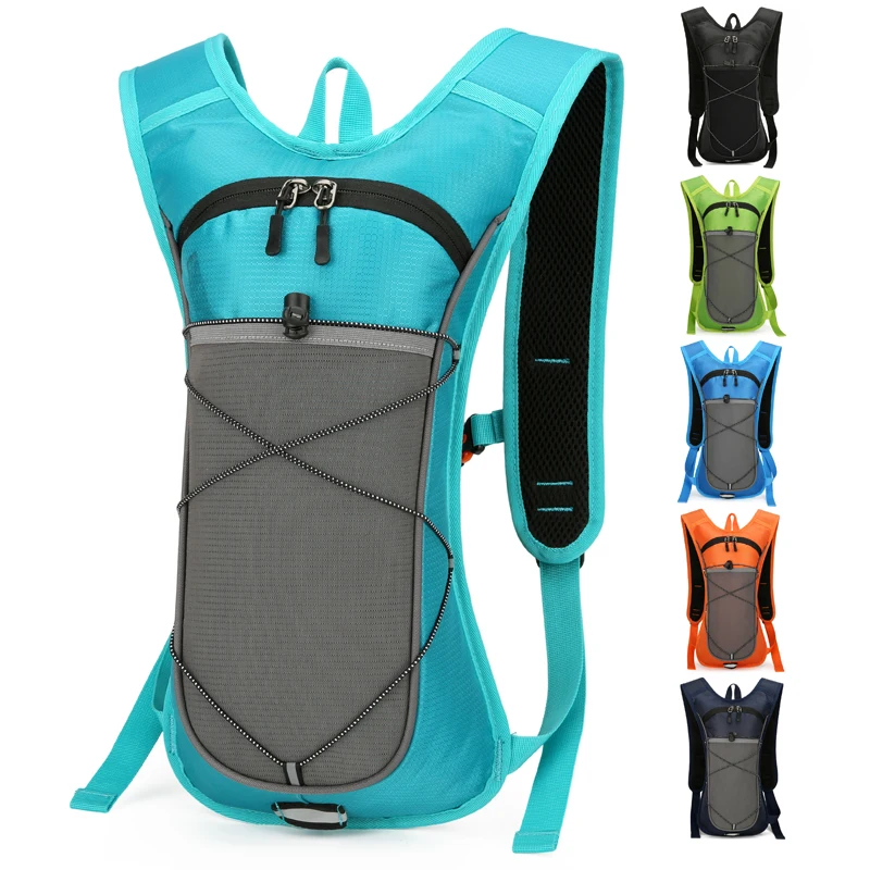 Toposhine Lightweight Teal&Gray Hydration Backpack for Hiking Cycling Running Breathable Mesh Back Elastic Bungee Storage Bags