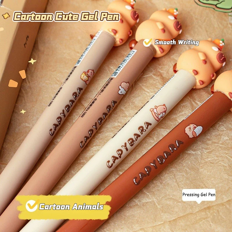 4Pcs Kawaii Cartoon Capybara Panda Gel Pen Creative Quickly-Drying Cute Pressing Neutral Pen Stationery School Supplies Gifts