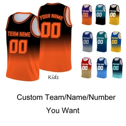 Black Orange Basketball jersey Kids Custom Name/Team Boy/Girls T-shirt Basketball Shirts Child Clothes Training Tank Top