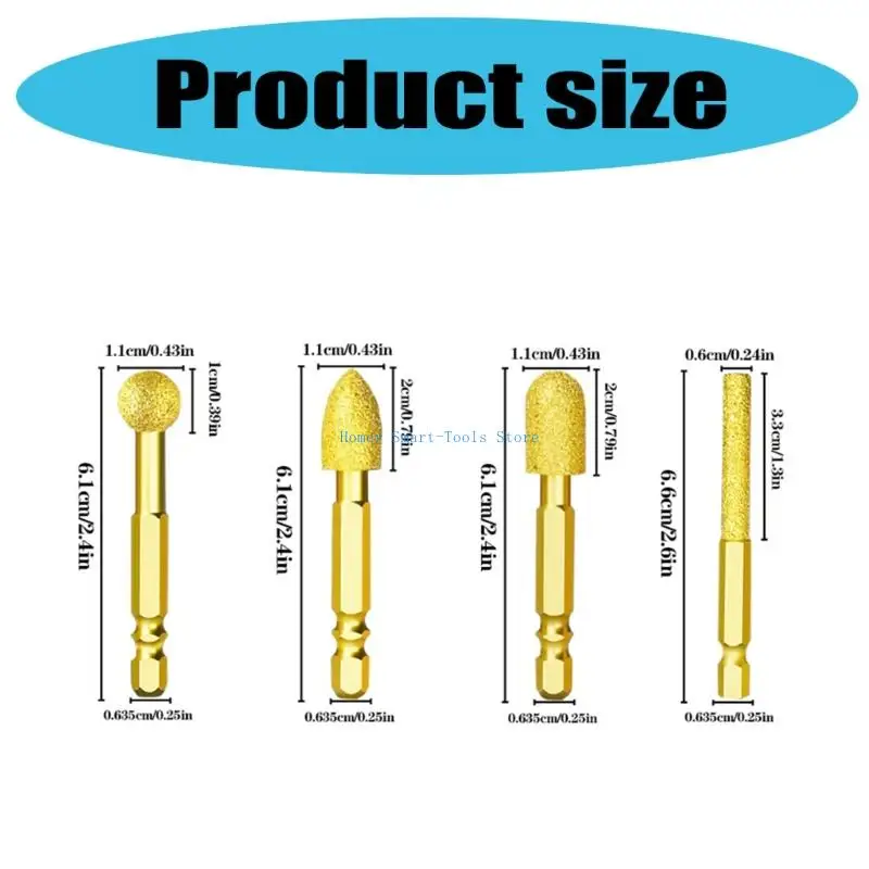 K43C 4PCS ROUTDY ADAMAS VERKOMMTE ROTARY BIRRS ROUTDE TOUM für Metallsteinschnitze