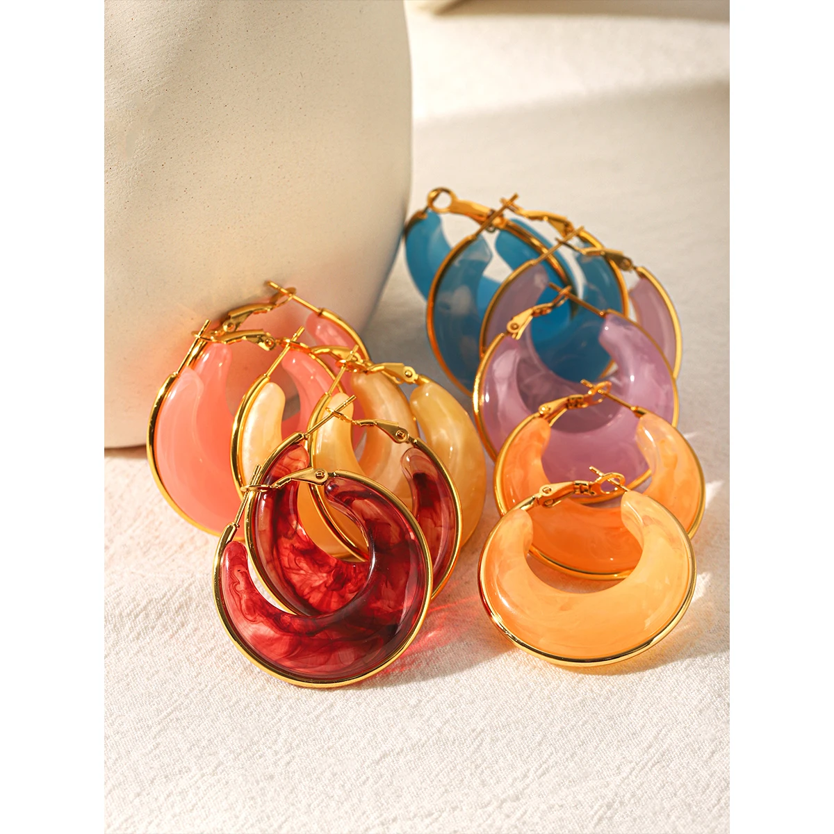

New Arrivals Round Square Geometric Earrings Multi Color Resin Summer Vacation Style Daily Wear Fashion Jewelry for Wome